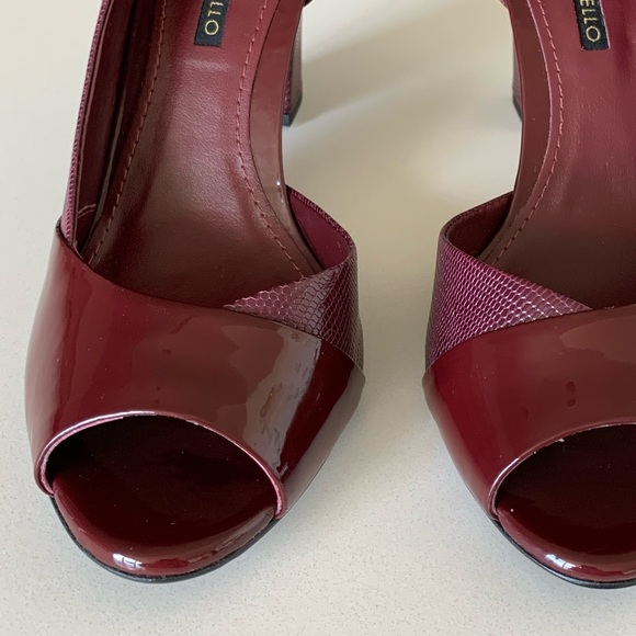Corello Maroon Leather Peep Toe Pump - Picture 4 of 9
